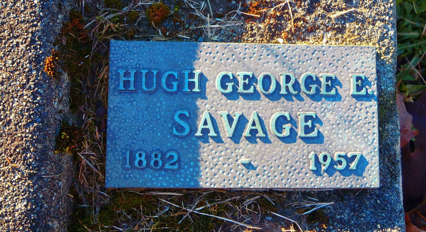 Hugh George Savage grave marker, St. Mary's Somenos cemetery, North Cowichan, B.C.