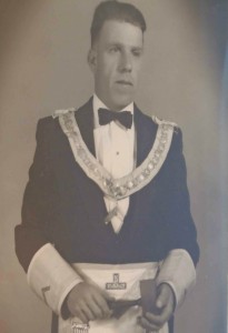 Harvey Dean Painter as Worshipful Master of Temple Lodge, No.33 in 1957