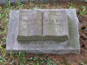 Thomas and Alice Pitt grave marker, Mountain View Cemetery, North Cowichan