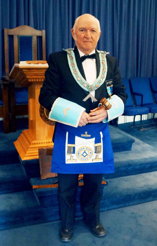 R.W.B. Bob Crawford as Worshipful Master of Temple Lodge No. 33, April 2015 (photo by Temple Lodge No. 33 Historian)